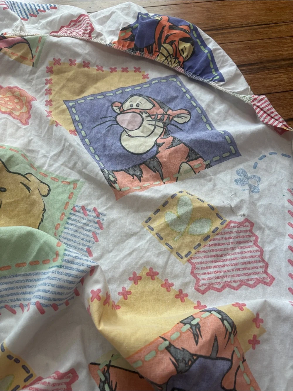 Vintage Disney Winnie the Pooh and Tigger Cotton Twin Fitted Bed Sheet